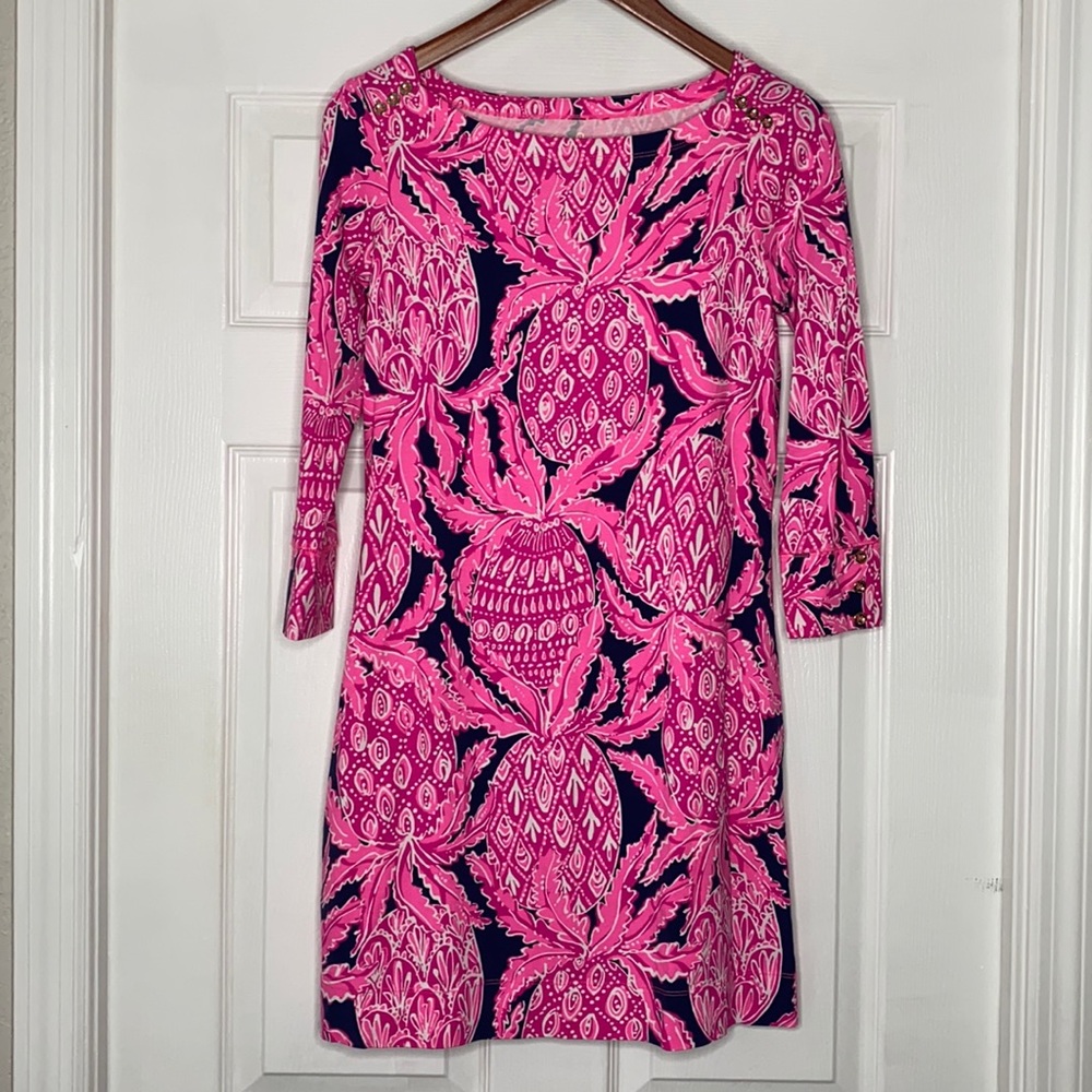 Lilly Pulitzer Hot Pink/Navy Pineapple Dress